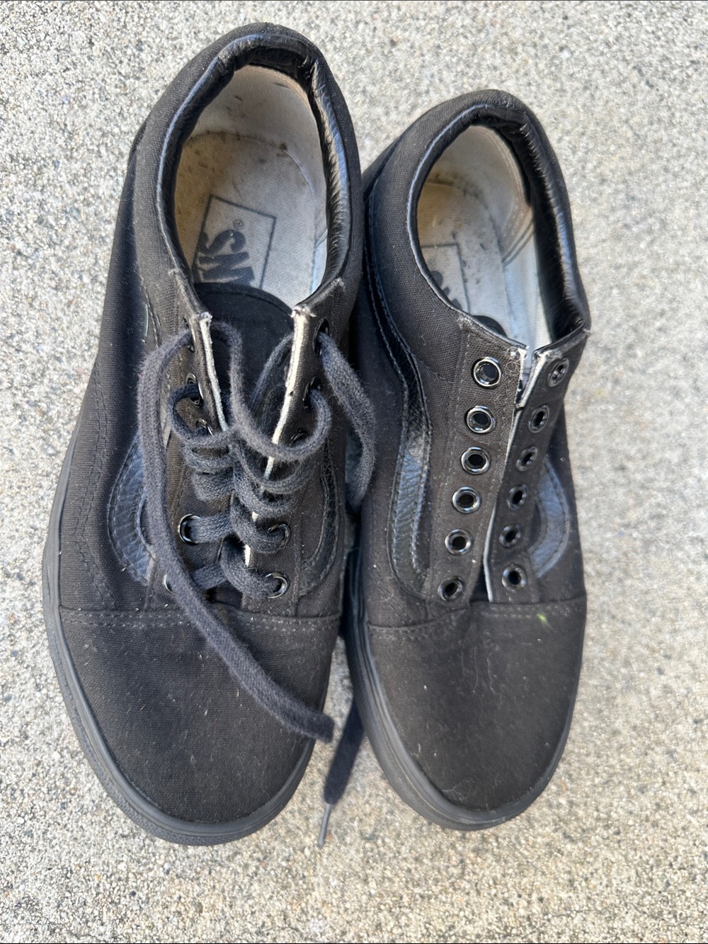 Vans Black Low-Top Canvas Sneakers with Side Stripe